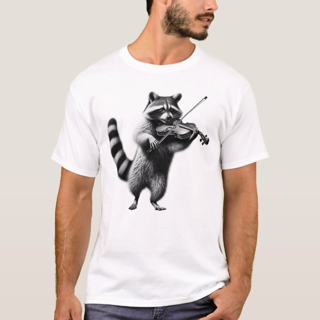 Racoon Playing Violin Violist Violin Player T-Shirt (Front)