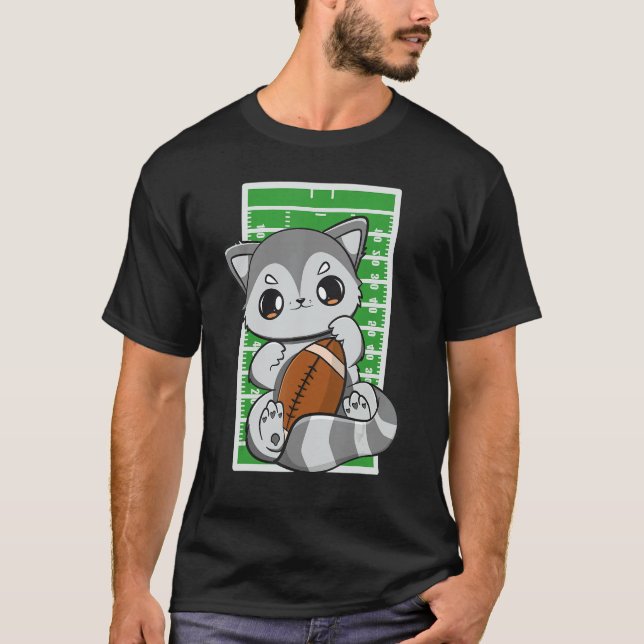 Racoon Plays Football Lineman And Serving Pancakes T-Shirt (Front)