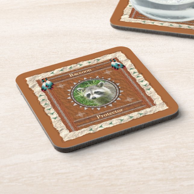 Racoon  -Protector- Cork Coaster Set of 6 (Left Side)