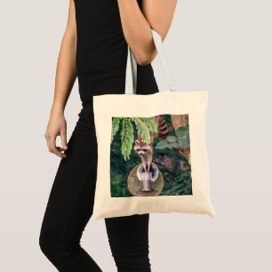 Racoon Raiding the Bird Feeder Tote Bag