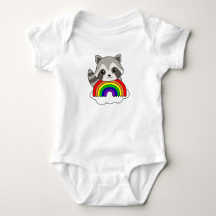 Racoon Rainbow Sweet Animals Colourful Racoon Baby Bodysuit