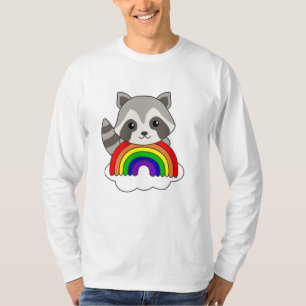 Racoon Rainbow Sweet Animals Colourful Racoon T-Shirt