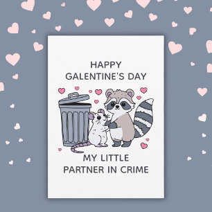 Racoon Rat Partner In Crime Funny Galentine's Day Holiday Card