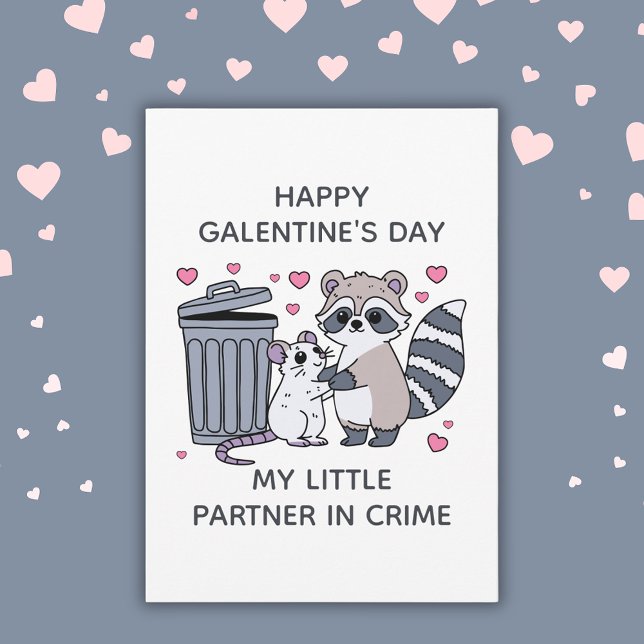Racoon Rat Partner In Crime Funny Galentine's Day Holiday Card (Raccoon Rat Partner In Crime Funny Galentine's Day Holiday Card
)