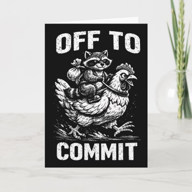 Racoon Riding Chicken Off To Commit Software Deve Card (Front)