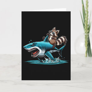 Racoon Riding Shark Costume Sea Animal Lover Kids Card