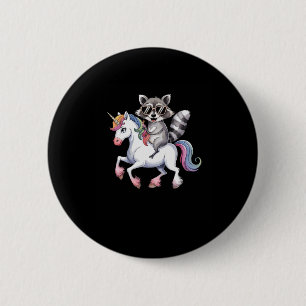 Racoon Riding Unicorn Cute Animal Fantasy For Kid 6 Cm Round Badge