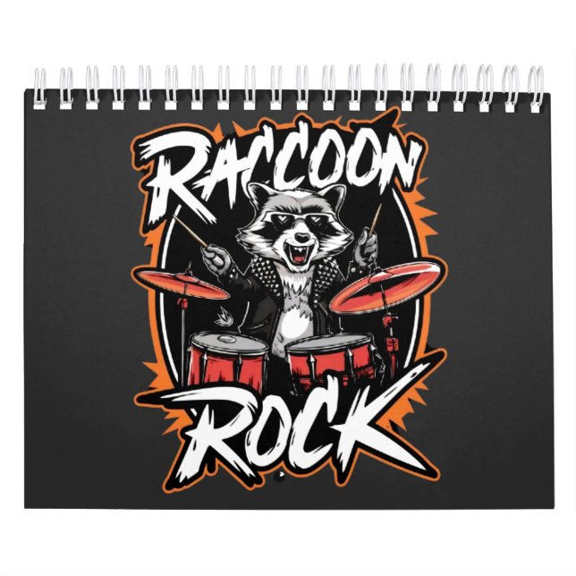Racoon Rock T-shirt - Funny Racoon Cowboy Design Calendar (Cover)