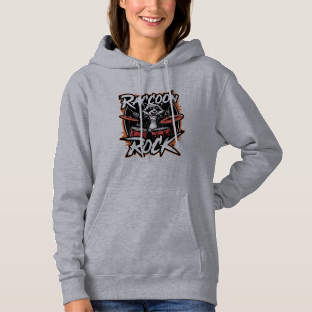 Racoon Rock T-shirt - Funny Racoon Cowboy Design Hoodie (Front)