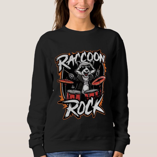 Racoon Rock T-shirt - Funny Racoon Cowboy Design Sweatshirt (Front)