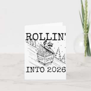 Racoon Rolling Into 2026 Happy New Year 2026  Card
