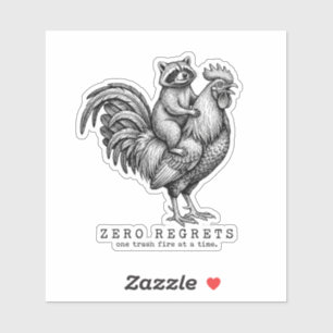 Racoon Rooster Sticker Funny Vintage Gift