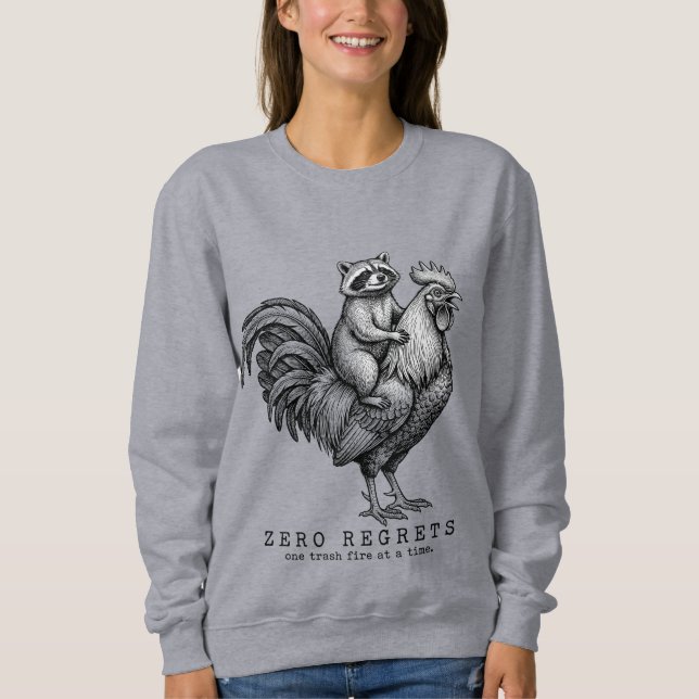 Racoon Rooster Sweatshirt Vintage Gift Her (Front)