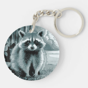 Racoon Round Acrylic Keychain