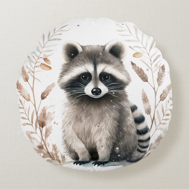 Racoon  round cushion (Front)