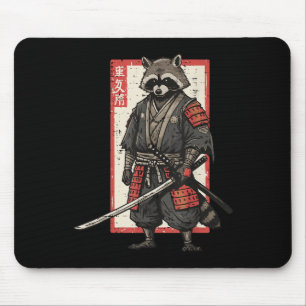 Racoon Samurai Katana Japanese Warrior Men Boys Ki Mouse Pad