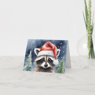 Racoon Santa Christmas Card