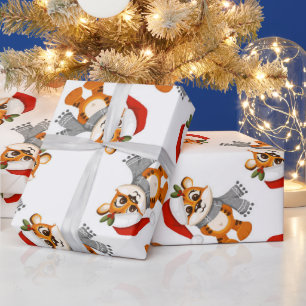 Racoon Santa Christmas Wrapping Paper