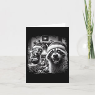 Racoon Santa Funny Cat Taking Selfie Christmas Xma Card