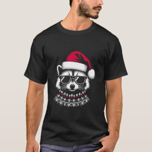 Racoon Santa Hat Funny Cute Trash Panda Ugly Chri T-Shirt