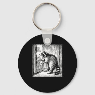 Racoon searching for meaning and snacks humorousR Key Ring