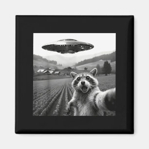 Racoon Selfie With Alien Ufo Funny Racoon Alien Bi Magnet