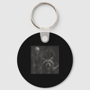 Racoon Selfie With Skeleton Funny Racoon Hallowe Key Ring