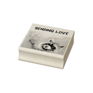 Racoon Sending Love Rubber Stamp