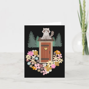 Racoon Sitting On Outhouse In Heart Shape Of Wild Card