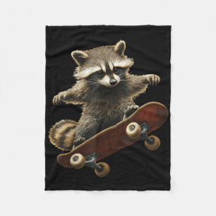 Racoon Skateboard Skateboarding Funny Graphic Fleece Blanket