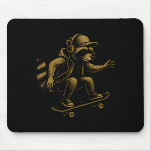 Racoon Skateboardin Digital Art Print Skateboard R Mouse Pad