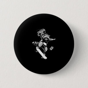 Racoon Skateboarding Boombox 6 Cm Round Badge