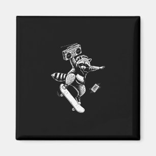 Racoon Skateboarding Boombox Magnet