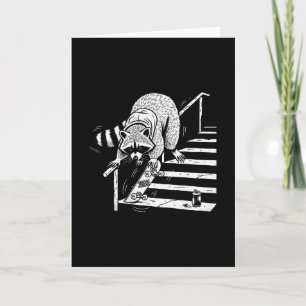 Racoon Skateboarding On Stair Rail Card