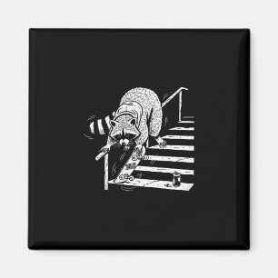 Racoon Skateboarding On Stair Rail Magnet