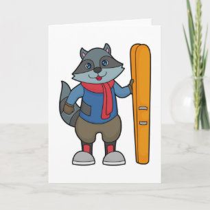 Racoon Skier Ski Card
