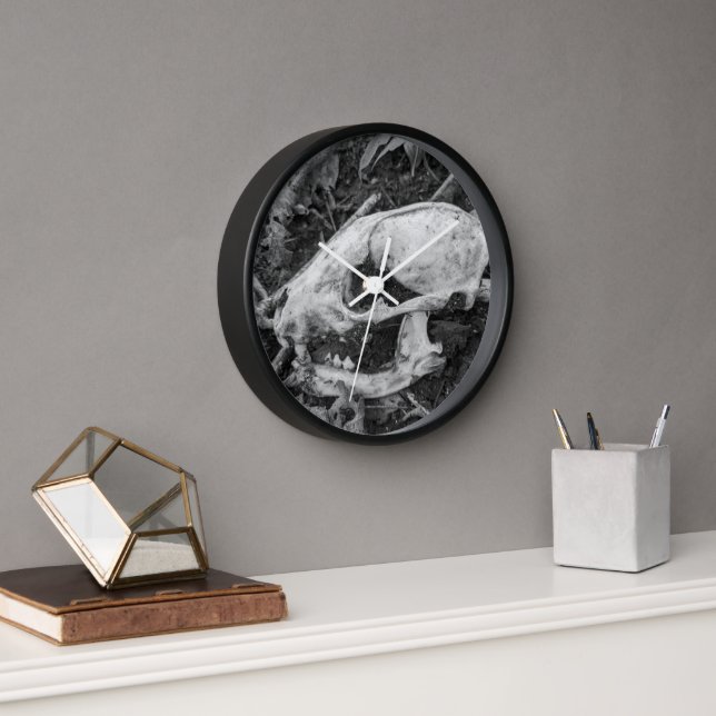 Racoon Skull Black and White Photography Clock (Office)