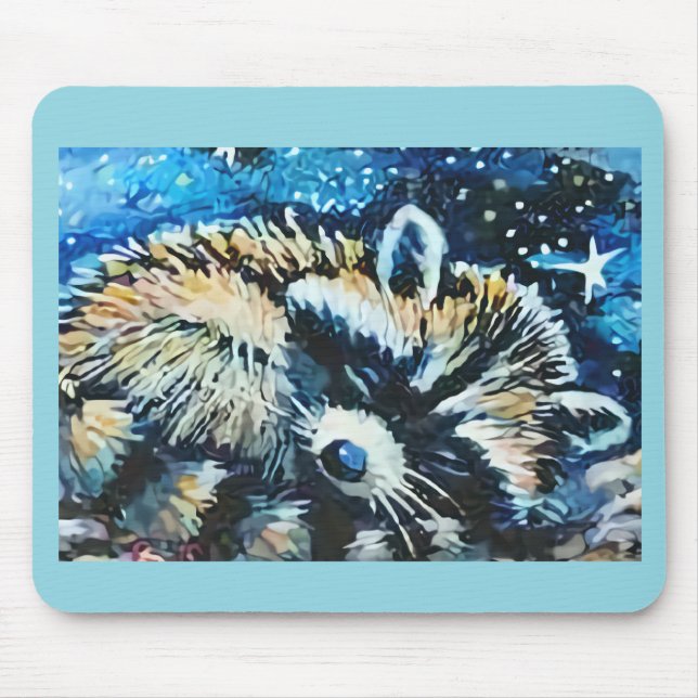 Racoon sleeping night sky mouse pad (Front)