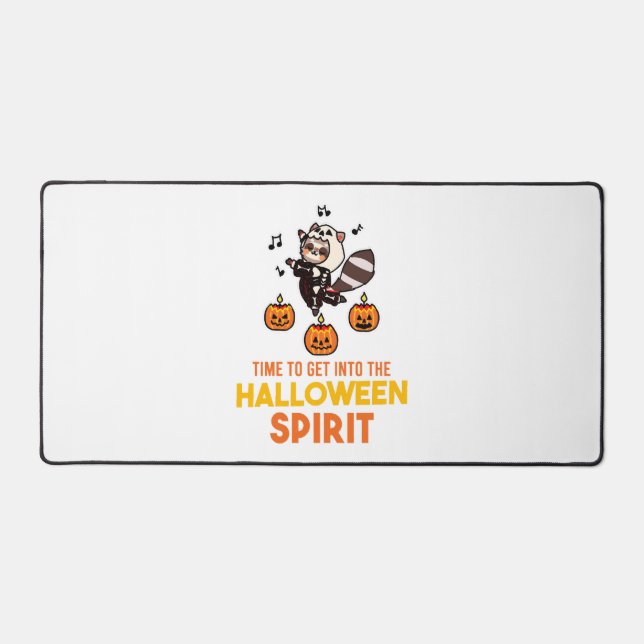 Racoon Spirit Halloween Pumpkin Party Desk Mat (Front)
