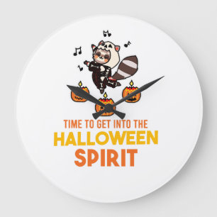 Racoon Spirit Halloween Pumpkin Party Large Clock