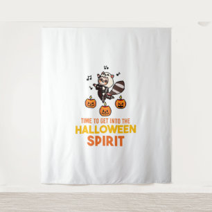 Racoon Spirit Halloween Pumpkin Party Tapestry