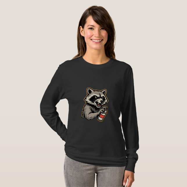 Racoon Spray Long Sleeve T-Shirt (Front Full)