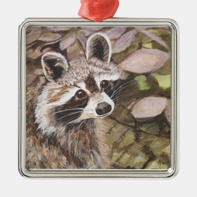 Racoon  Square Ornament (Front)