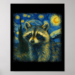 Racoon Starry Night Van Gogh Post-impressionist N Poster