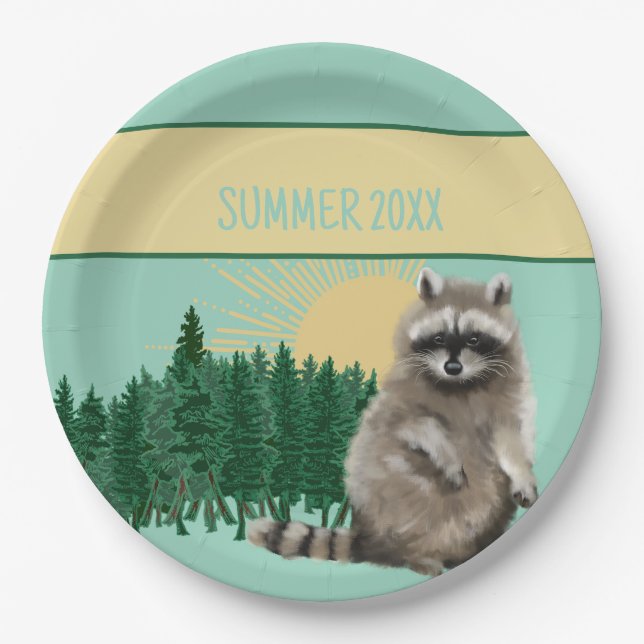 Racoon Summer Paper Plate (Front)