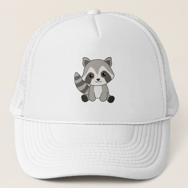 Racoon Sweet Animals For Kids Funny Raccoons Trucker Hat (Front)