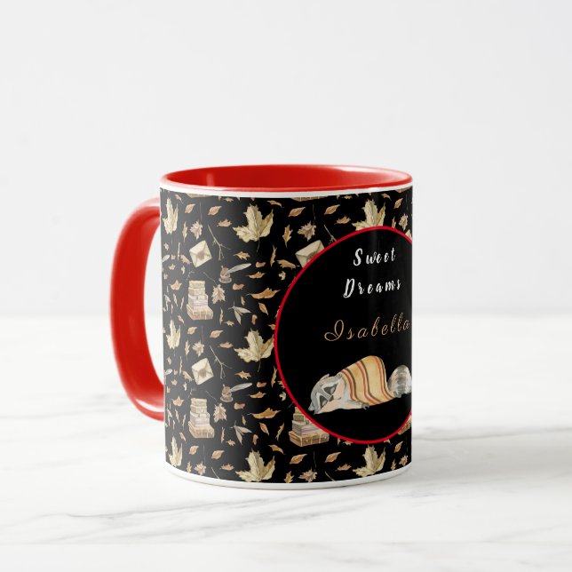 Racoon Sweet Fall Customise Text and Colour Mug (Front Left)