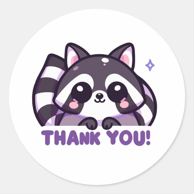 Racoon - Thank you Classic Round Sticker (Front)