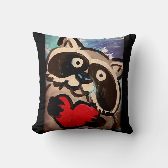 Racoon Throw Pillow (Front)