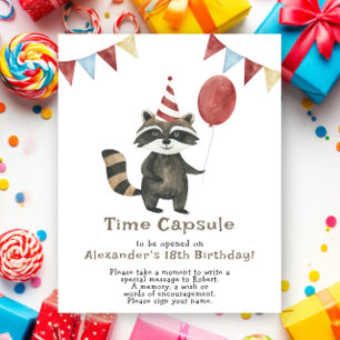 Racoon Time Capsule 1st birthday Poster